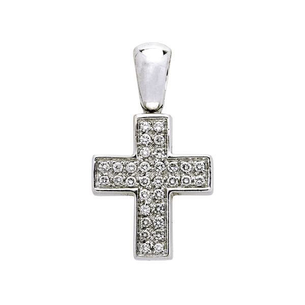 SALVINI - Cross pendant in white gold and diamonds Salvini