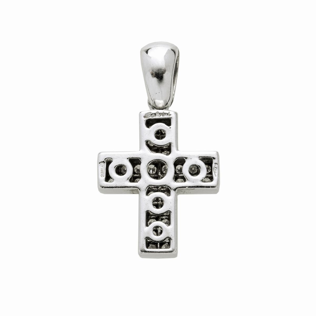 Pendente croce in oro bianco e diamanti Salvini