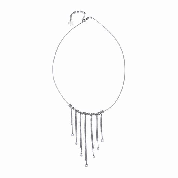 Collana semirigida in oro bianco e perle Celin