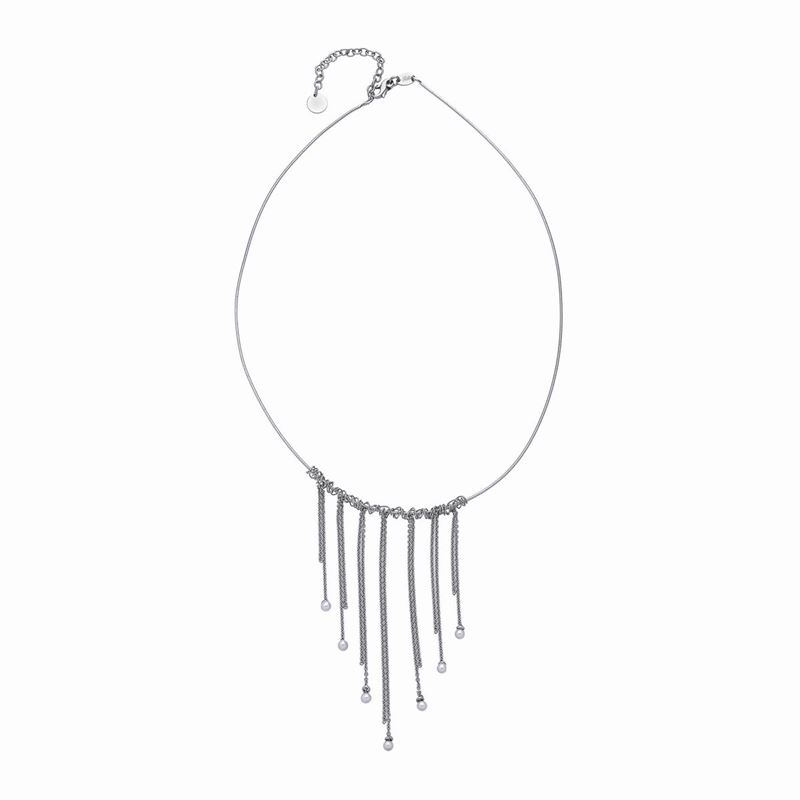 Collana semirigida in oro bianco e perle Celin