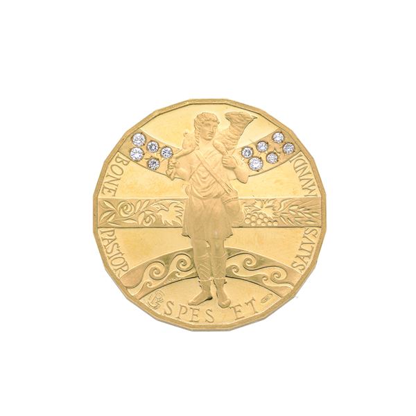 Jubilee Medal in 22 kt yellow gold and diamonds