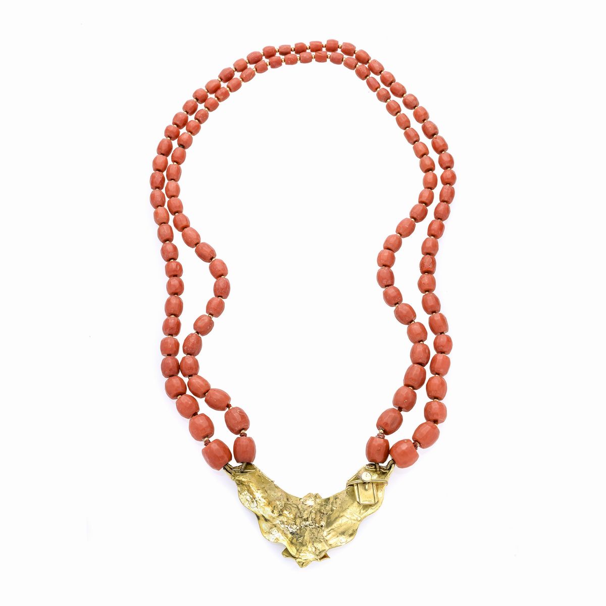 Collana in corallo rosso e oro giallo
