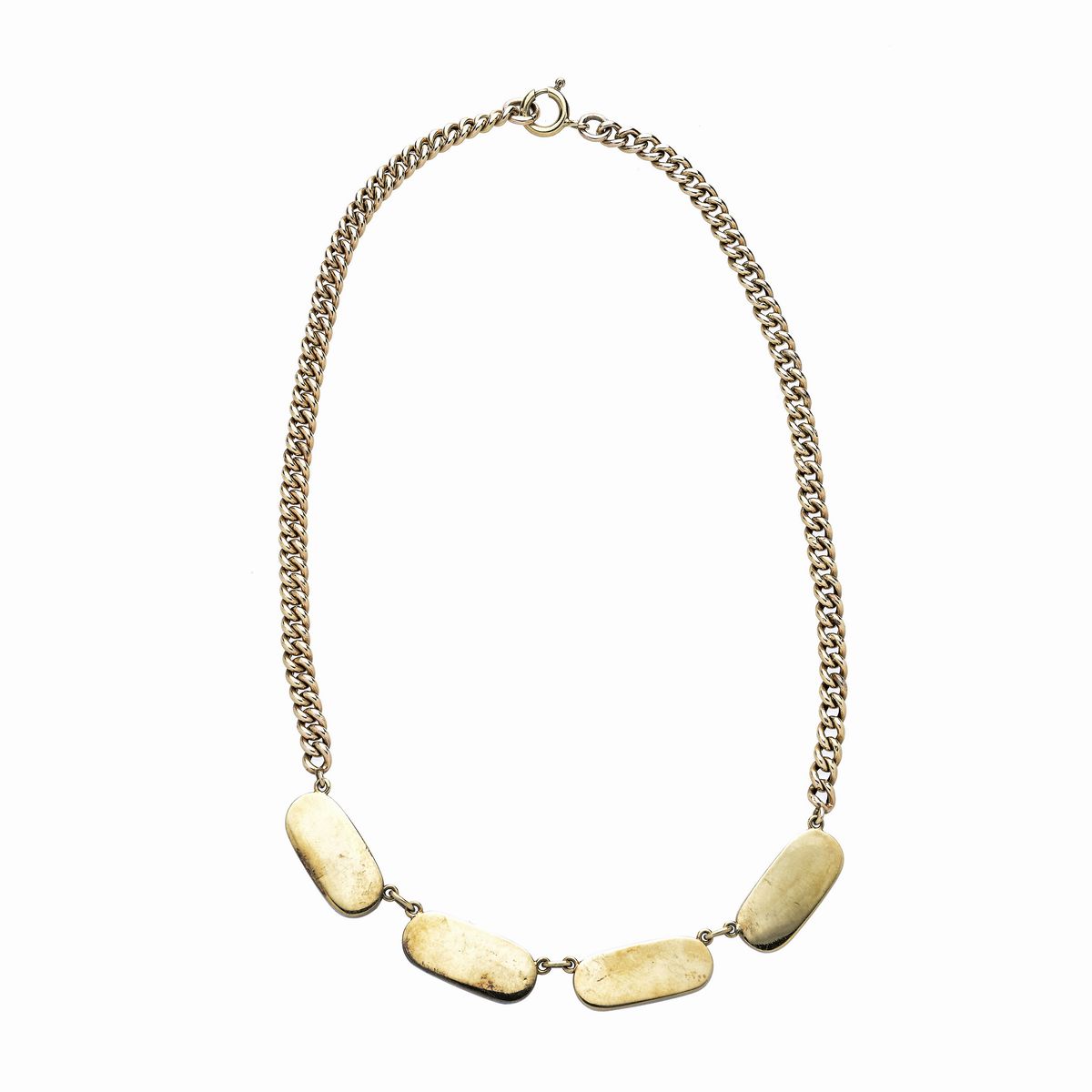 Collana in oro a basso titolo e micromosaico con rondini