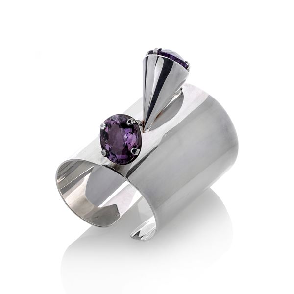 Particular Manchette in silver and amethyst Gino Gino by Pasino