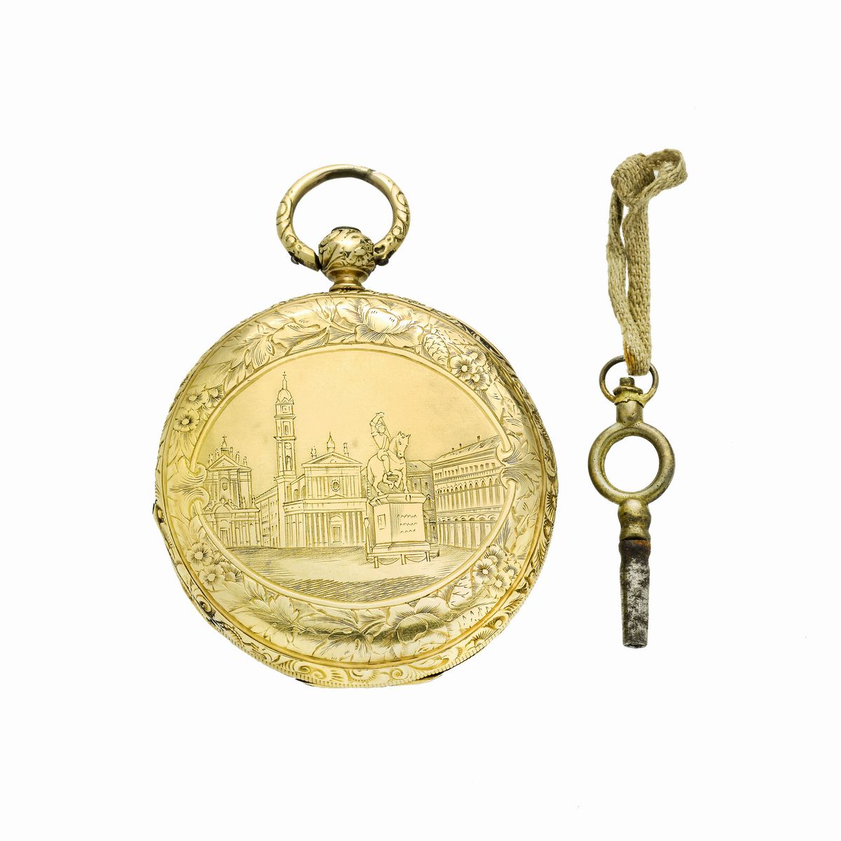 Orologio da tasca con doppia cassa in oro giallo