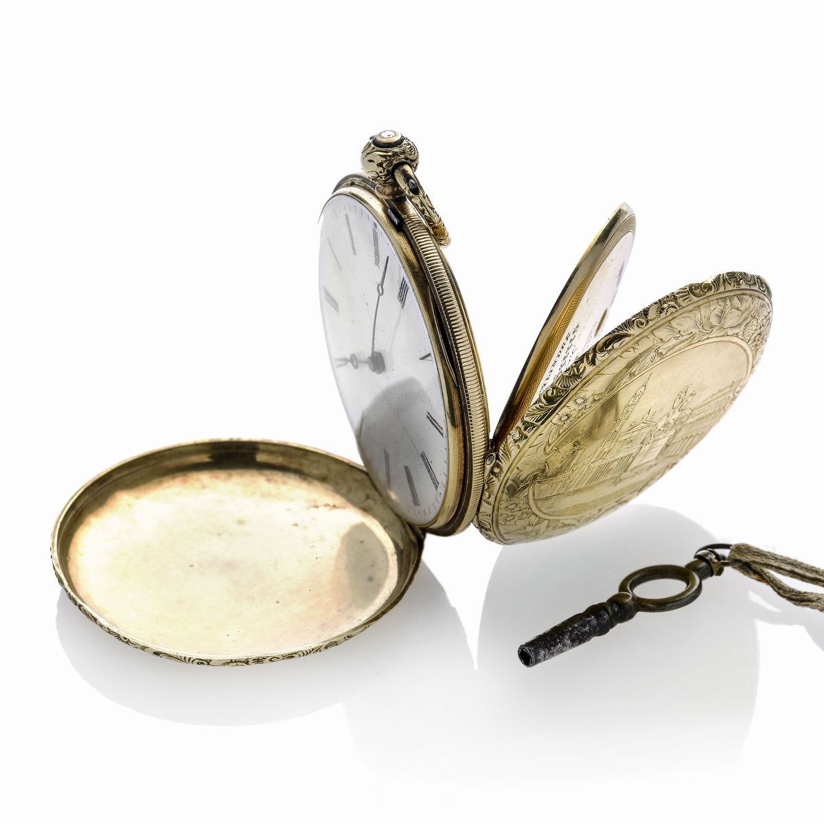 Orologio da tasca con doppia cassa in oro giallo