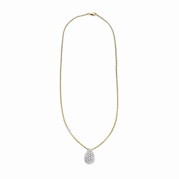 Catena con pendente Uovo in oro giallo e diamanti
