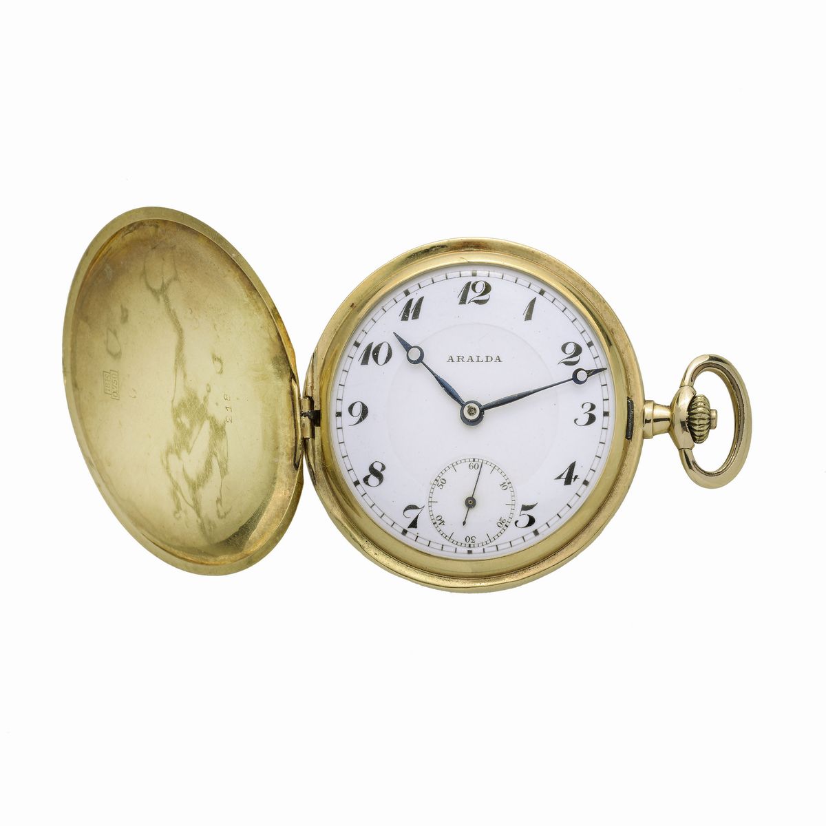 Orologio da tasca con doppia cassa in oro giallo Aralda
