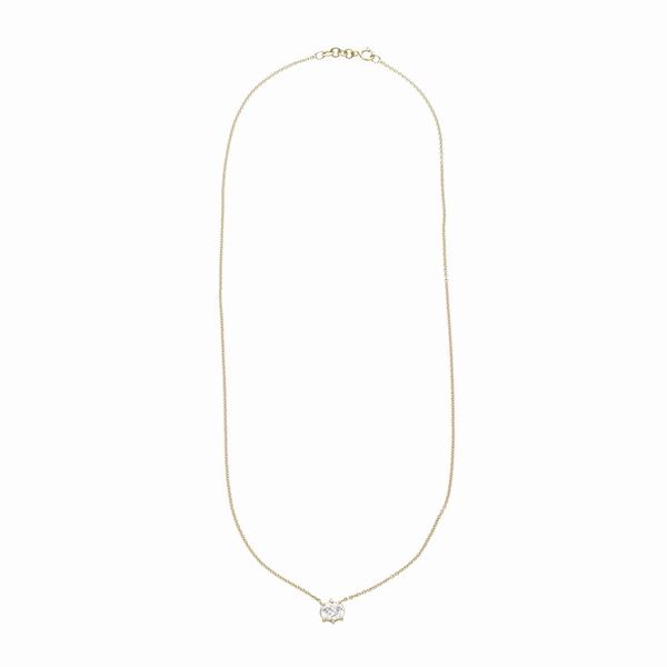Light point necklace in yellow gold and diamonds