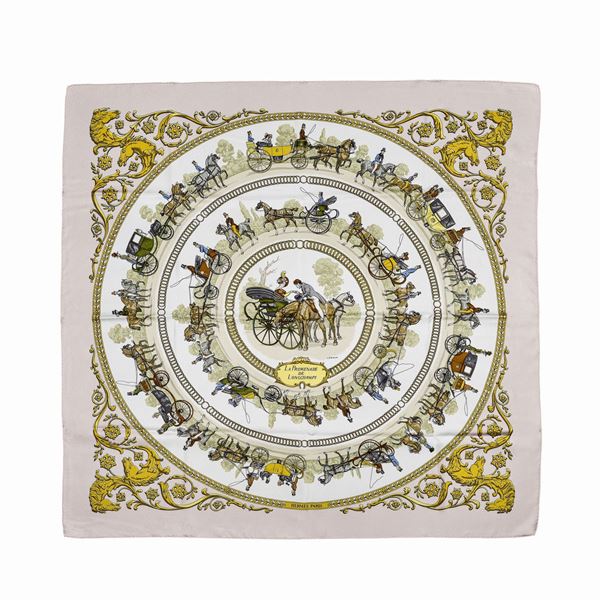 HERMES - La Promenade de Longchamps silk scarf, Hermes