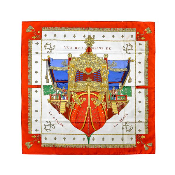 HERMES - Vue du Carrosse de la Galere silk scarf la Reale, Herme
