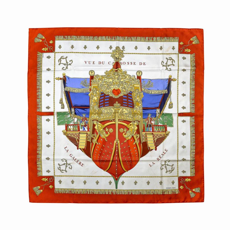 Foulard in seta Vue du Carrosse de la Galere la Reale, Herme