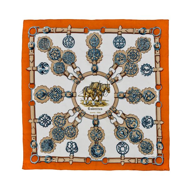 HERMES - Cuivreries silk foulard, Hermes