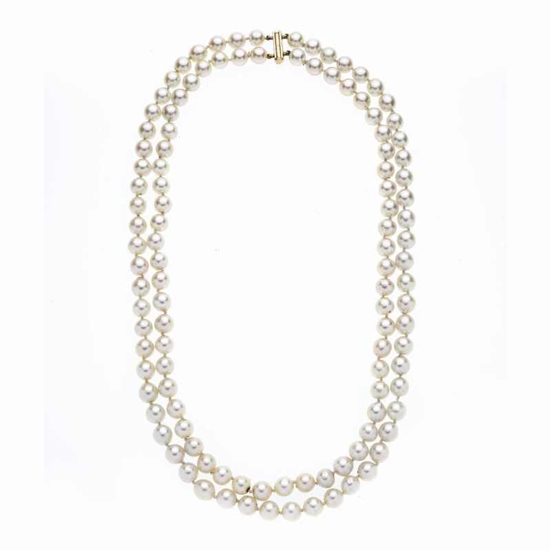 Collana a due fili in perle e oro giallo