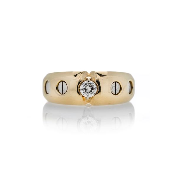 Band ring in yellow gold and diamond