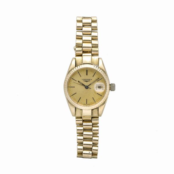 LONGINES : Orologio da polso in oro giallo Longines  (Anni novanta)  - Asta Asta di Gioielli Antichi, Moderni e di Design - Gioielli da una Collezione Emiliana (lotti 49-72) - Curio - Casa d'aste in Firenze