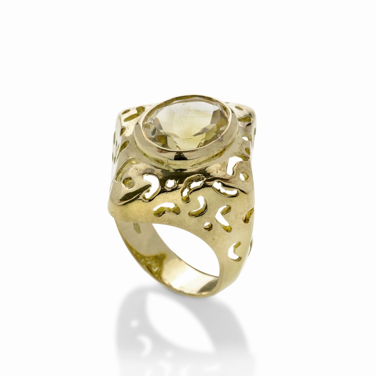 Anello in Oro Giallo e Quarzo Giallo