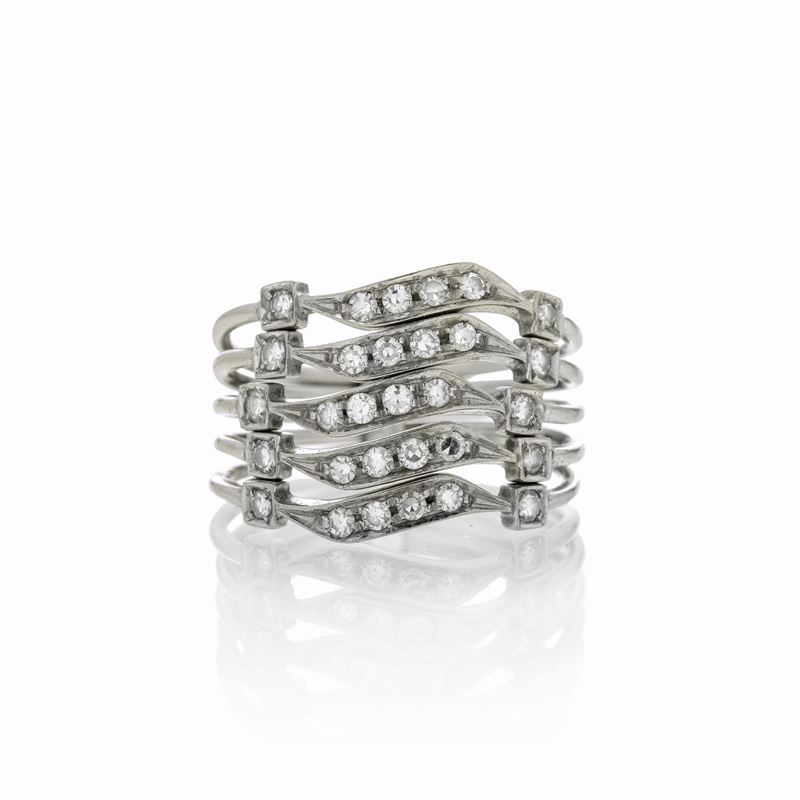 Anello in Oro Bianco e Diamanti