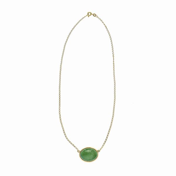 Necklace in yellow gold and turquoise paste