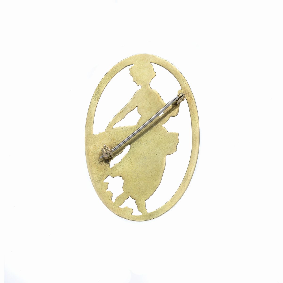 Grande spilla ovale in oro giallo