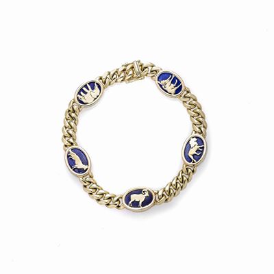 Bracciale in Oro Giallo 14 Kt e Pietra Blu