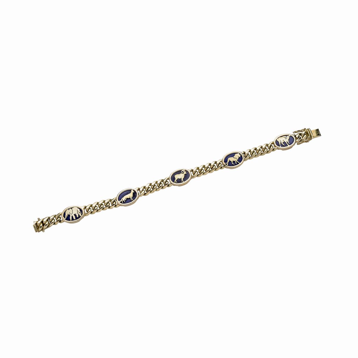 Bracciale in Oro Giallo 14 Kt e Pietra Blu