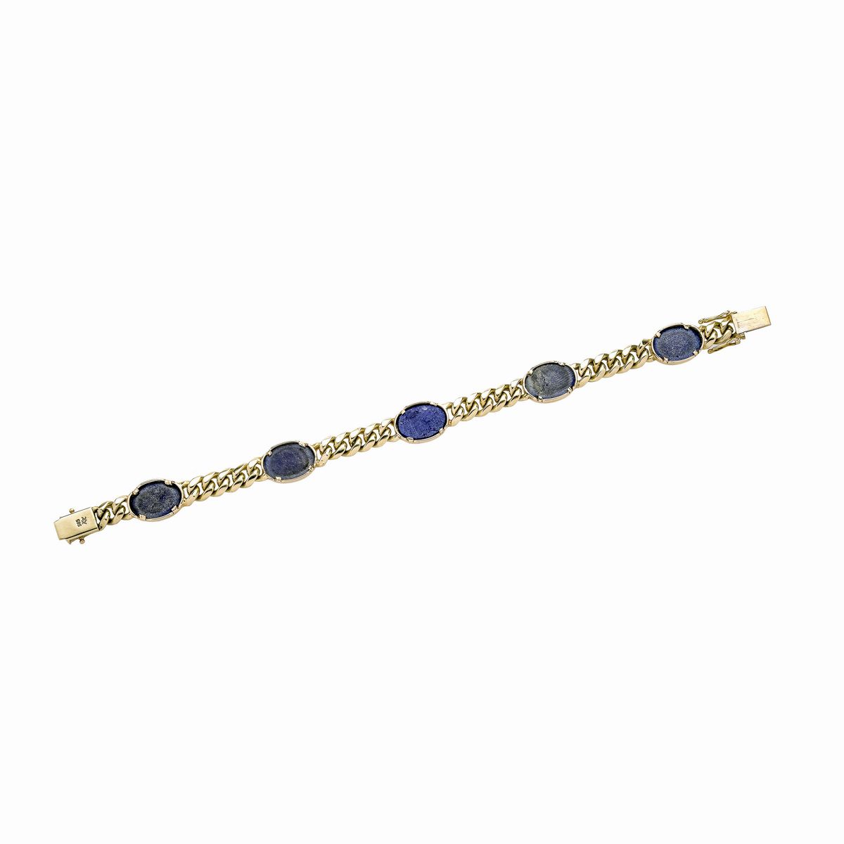 Bracciale in Oro Giallo 14 Kt e Pietra Blu