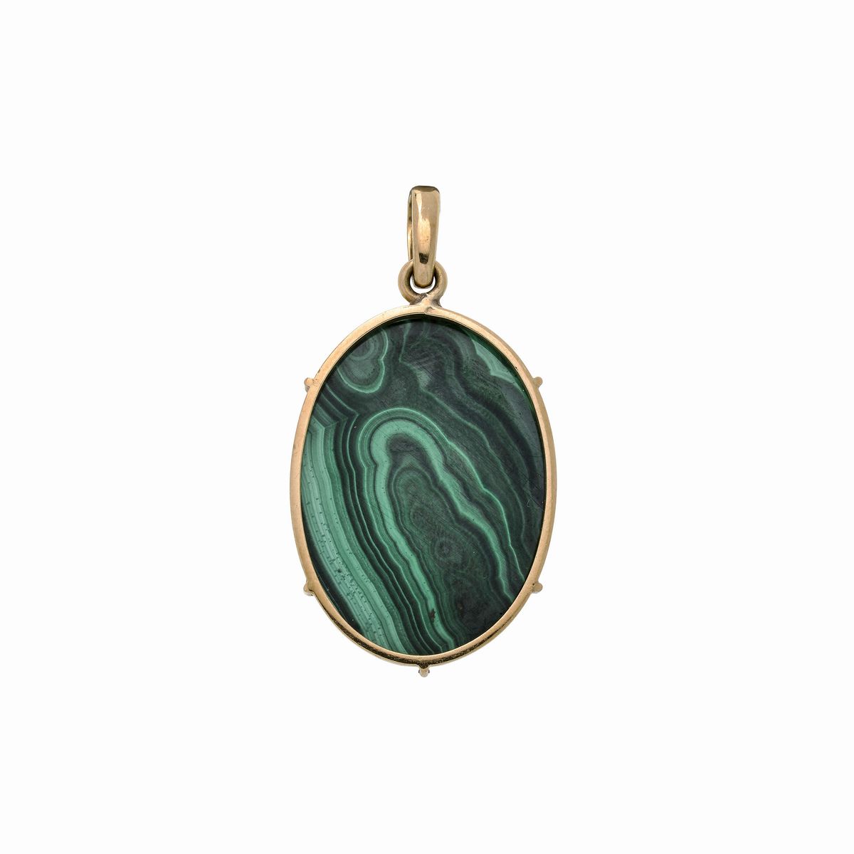 Grande pendente in oro giallo e malachite