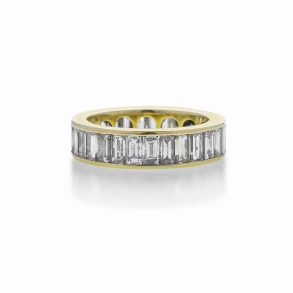 Eternity ring in yellow gold and diamonds