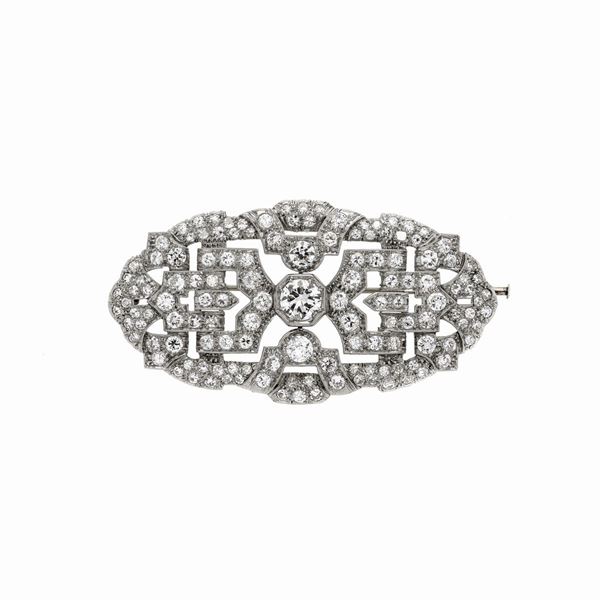 Grande spilla in oro bianco 18 kt e diamanti