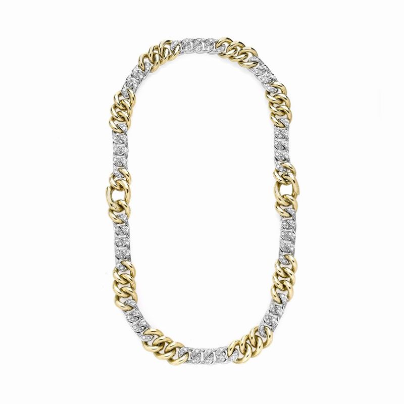 Girocollo trasformabile in due bracciali in oro giallo, oro bianco e diamanti Pomellato