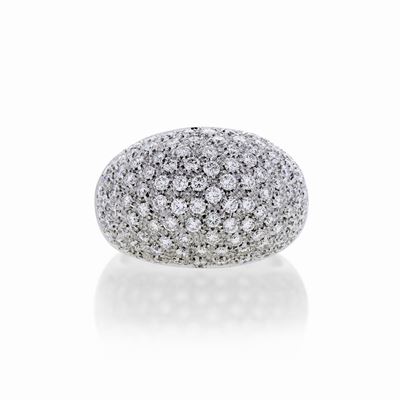 Anello a Fascia in Oro Bianco e Diamanti Salvini