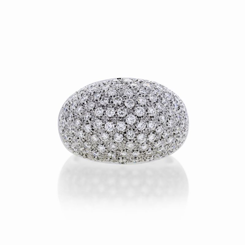 Anello a Fascia in Oro Bianco e Diamanti Salvini