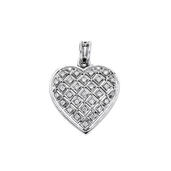 Heart pendant in 18k white gold and diamonds