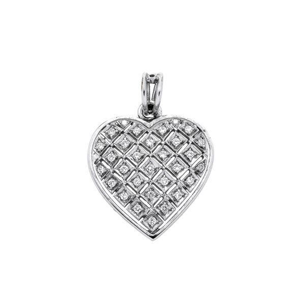 Pendente a Cuore in oro bianco e diamanti