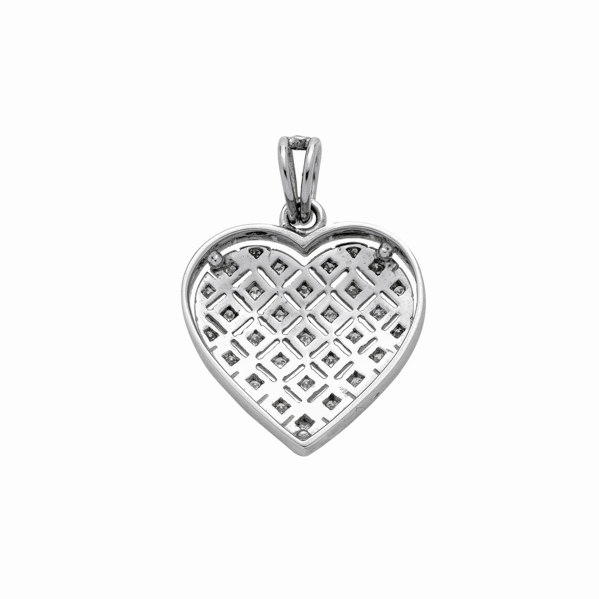 Pendente a Cuore in oro bianco 18k e diamanti