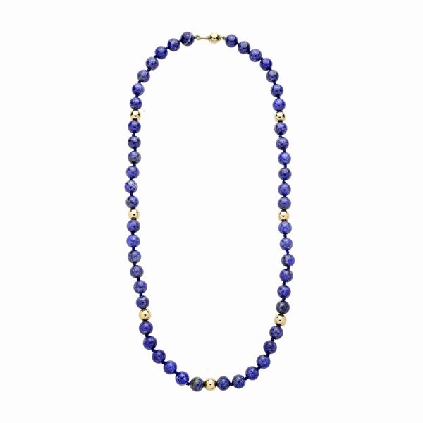 Collana in oro giallo 18 kt e lapislazzuli