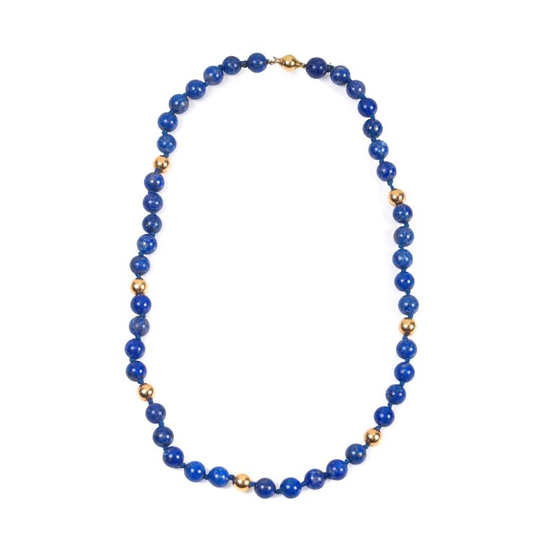 Collana in oro giallo 18 kt e lapislazzuli