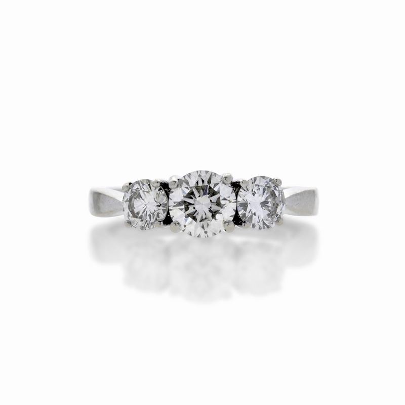 Anello Trilogy in Oro Bianco e Diamanti