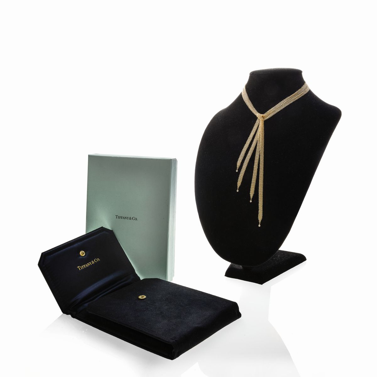 Elsa Peretti per Tiffany & Co, collana 'cravatta' in oro giallo 18k e diamanti