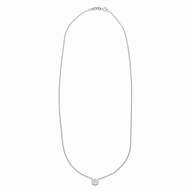 Catena con punto luce in oro rosa e diamante