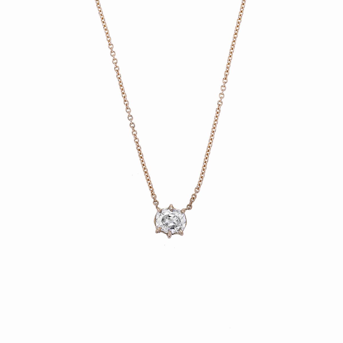 Catena con punto luce in oro rosa e diamante