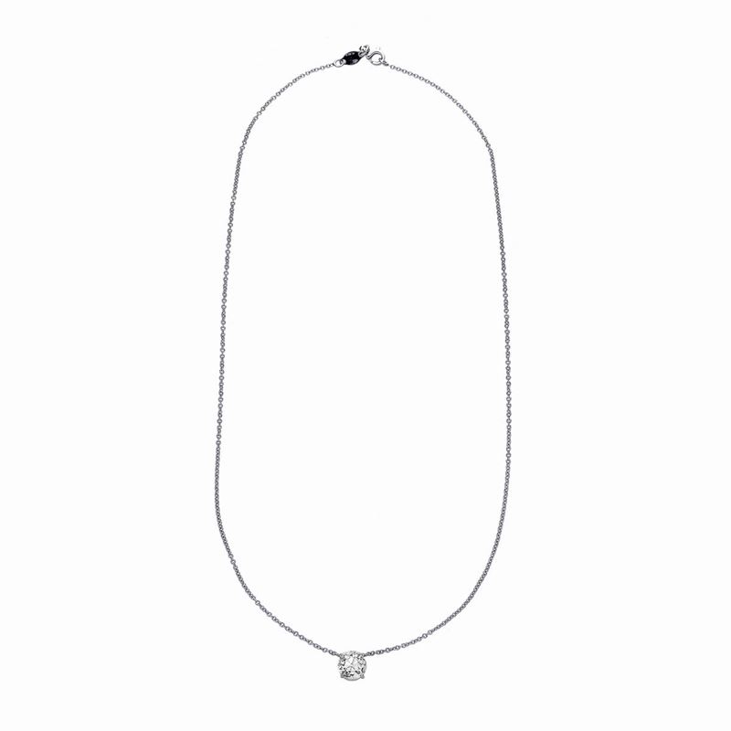 Catena con punto luce in oro bianco e diamante