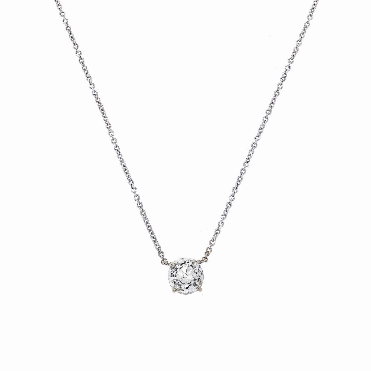 Catena con punto luce in oro bianco e diamante