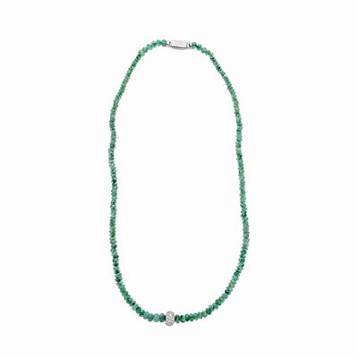 Collana in Smeraldi, Oro Bianco e Diamanti