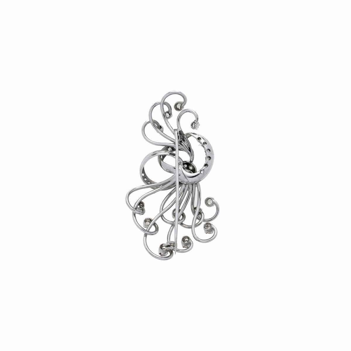 Spilla floreale in oro bianco e diamanti