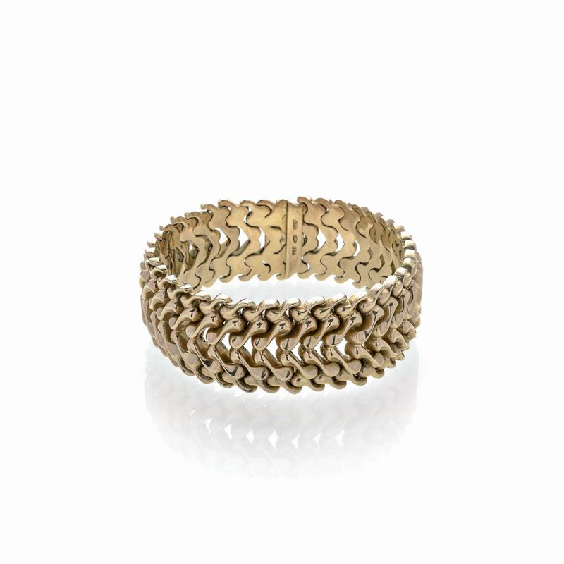 Alto bracciale a maglie intrecciate in oro rosa