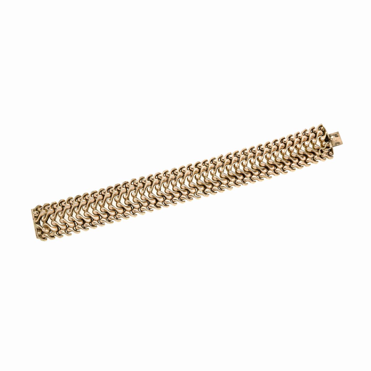 Alto bracciale a maglie intrecciate in oro rosa