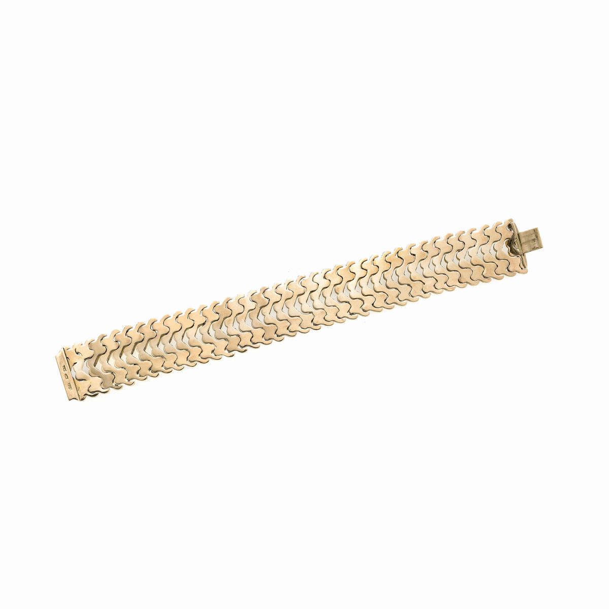 Alto bracciale a maglie intrecciate in oro rosa