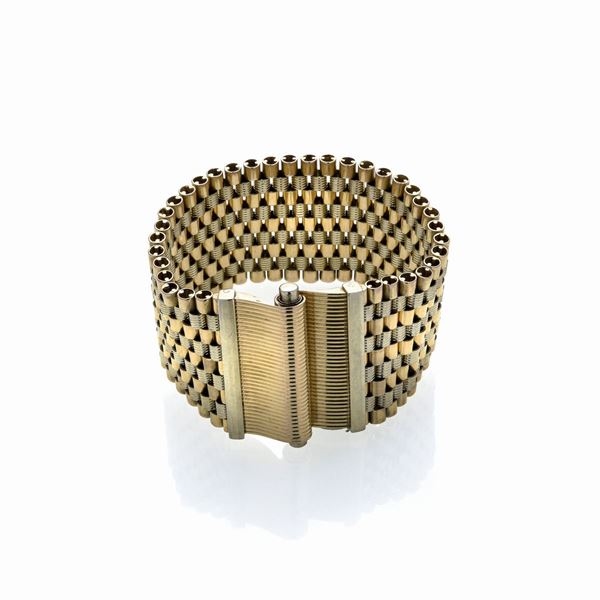 Alto bracciale in oro giallo, oro rosa e oro bianco